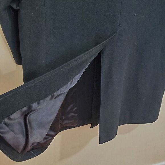 Vintage 100% Pure Cashmere Car Top Coat Mens 44" Chest Large Long Black Lined - Picture 9 of 15